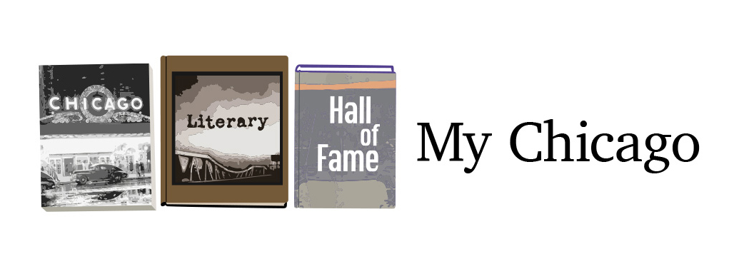 3 books forming Chicago Literary Hall of Fame logo