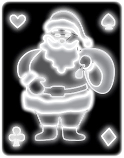 Electric Christmas light of Santa Clause on a playing card